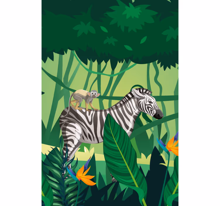 rollo mit mehr Tieren Zebra und affe zusammen - TenStickers