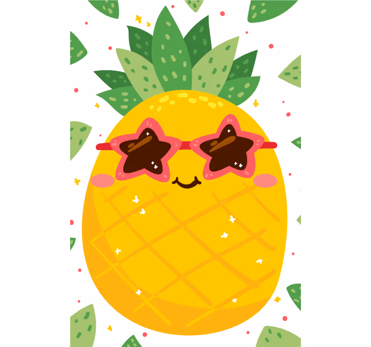 Rollo mit Obst und Gemüse Ananas mit rosa sonnenbrille - TenStickers