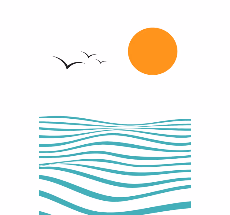 Rollo Fenster Modern sonnenuntergang mit wellen - TenStickers