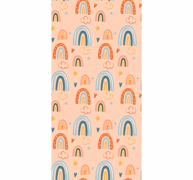 Kind Rollos Orangefarbener doodle-regenbogen - TenStickers