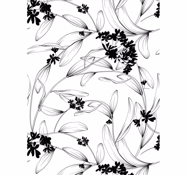 Rollo Blumen und Pflanzen Schwarze blätter Muster - TenStickers