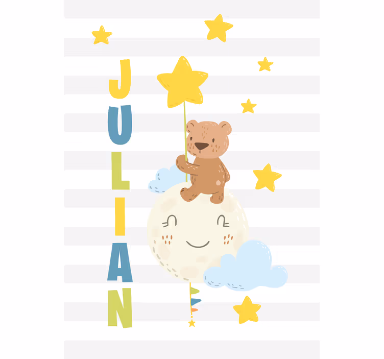 Rollo mit Zeichnungen Brauner teddybär mit luftballons und sterne - TenStickers