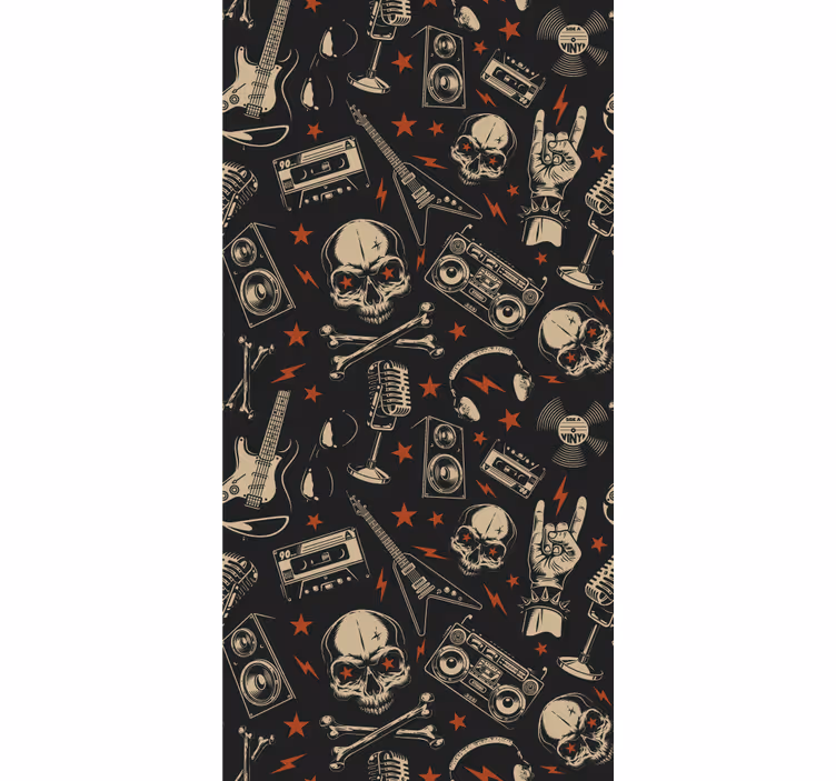 rollo für Jugendliche Grunge musikalisches Muster mit totenköpfe - TenStickers