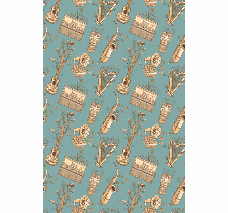 Wohnzimmer Rollos Vintage musikinstrumente Muster - TenStickers