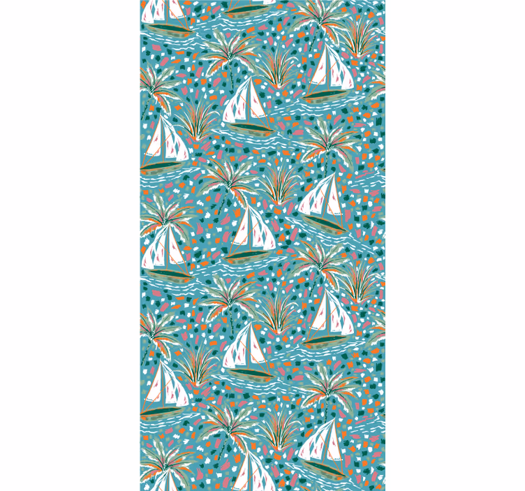 Rollo Fenster Blumen segelboote und palmen - TenStickers