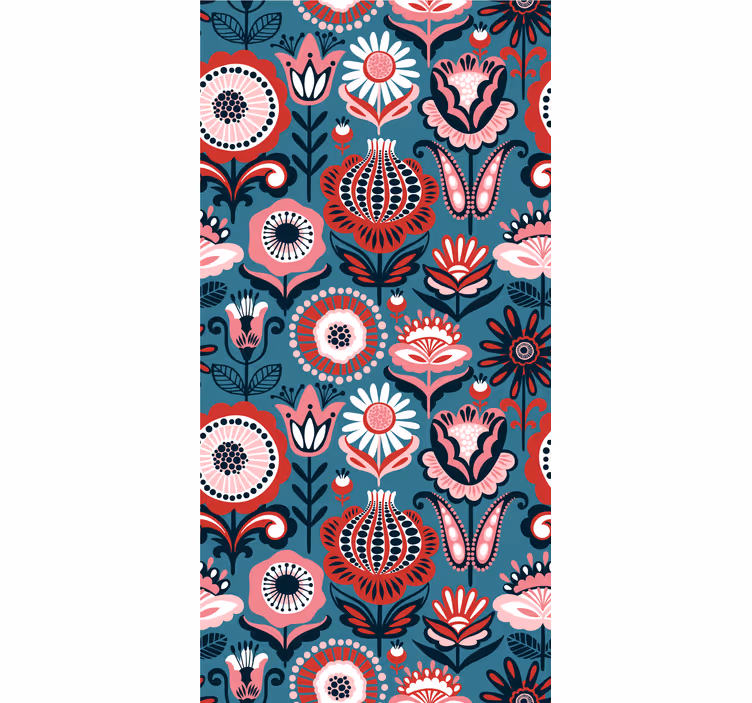 Rollo Fenster Blumen retro-folk-muster - TenStickers