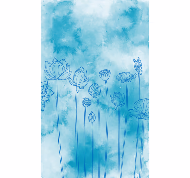 Rollo Fenster Blumen und Pflanzen lotusblaues muster - TenStickers