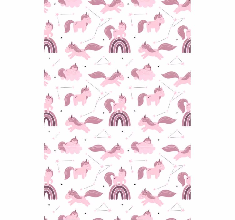 Rollo Fenster Kinderzimmer rosa einhörner und bögen - TenStickers