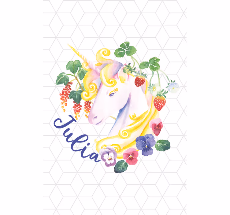 Rollo Fenster Kinderzimmer florales einhorn mit namen - TenStickers