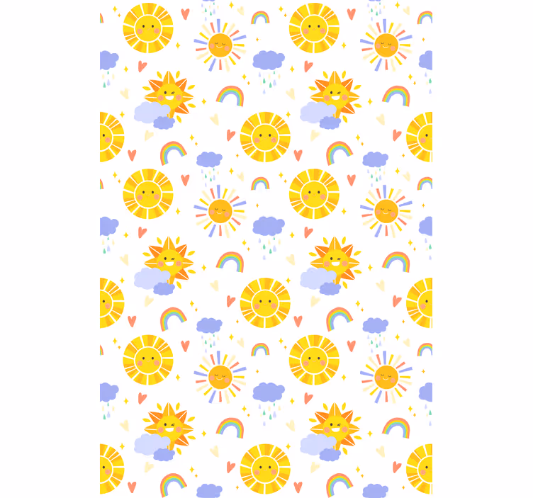 Rollo Fenster Kinderzimmer sonnige wolken und regenbögen - TenStickers