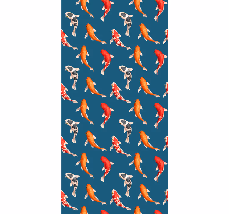 rollo fürs Bad Koi Fisch Muster blauer Hintergrund - TenStickers