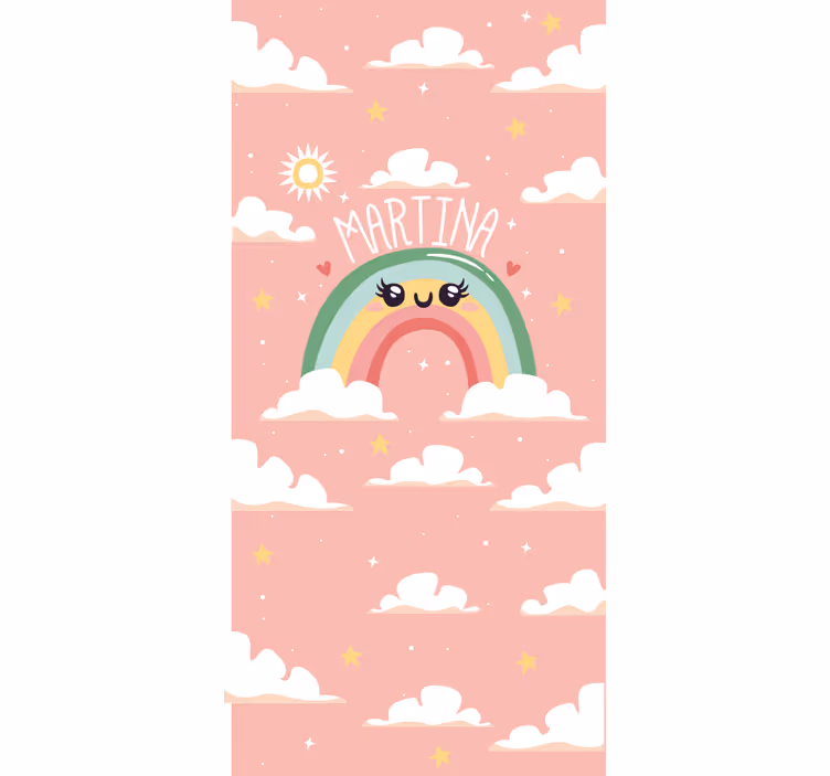 Rollo Fenster Kinderzimmer rosa regenbogen-design mit namen - TenStickers