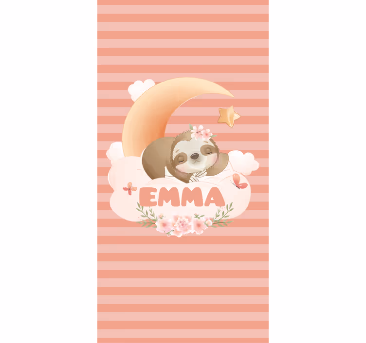 Rollo Fenster Kinderzimmer name mit faultier und mond - TenStickers