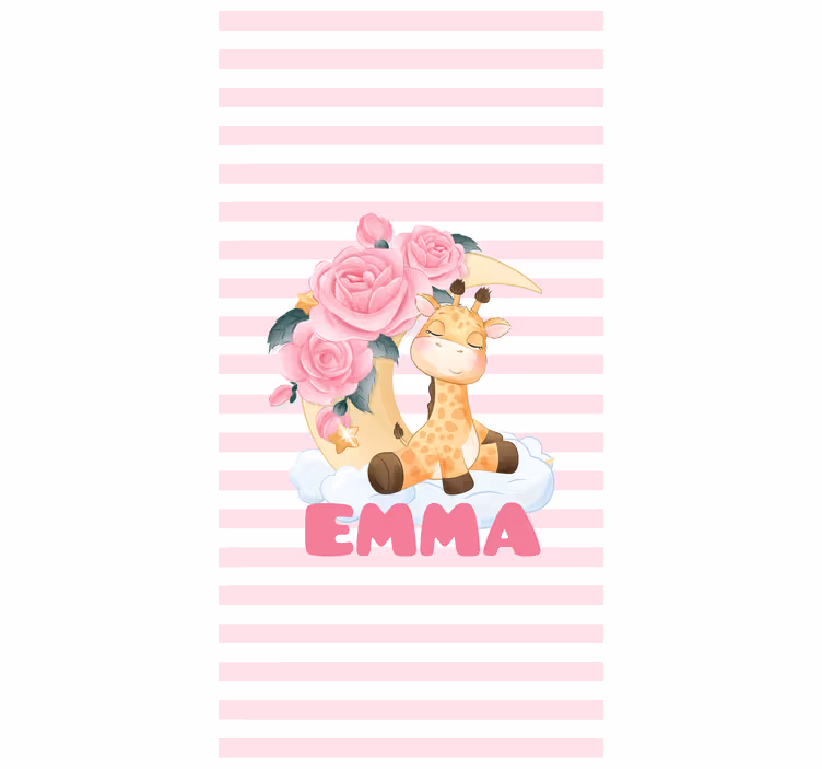 Rollo Fenster mit Namen giraffe mit rosen - TenStickers
