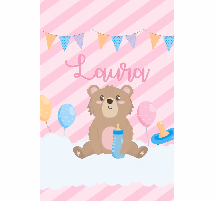 Rollo Fenster mit Namen teddybär-feier - TenStickers