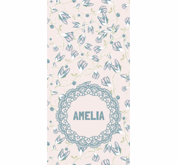 Rollo Fenster Jugendzimmer name mit zartem blumenmotiv - TenStickers