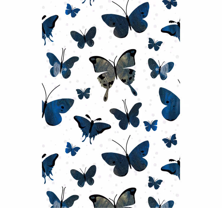 Rollo fenster schmetterlinge blau und beige muster - TenStickers