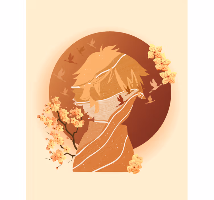 Rollo Fenster Zeichnung asiatische natursilhouette - TenStickers