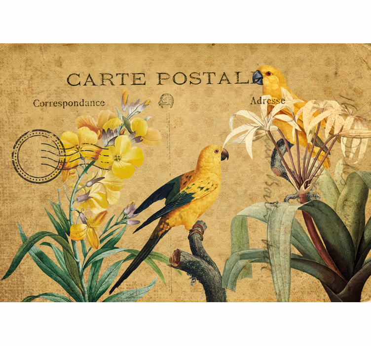 Rollo fenster blumen und pflanzen vintage vogel floral - TenStickers