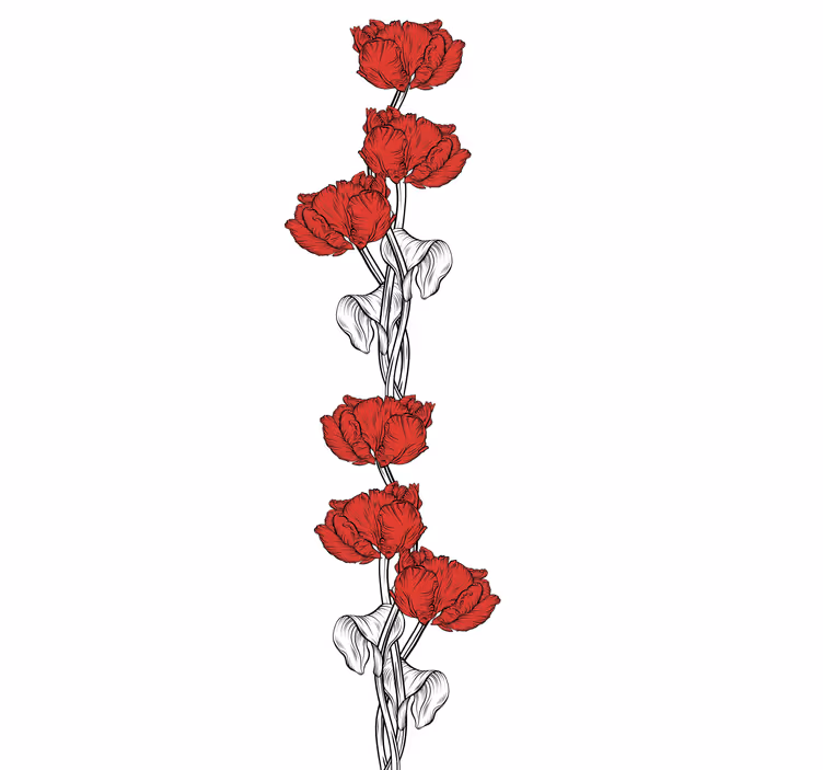 Rollo Fenster Blumen und Pflanzen elegante rote blüten - TenStickers