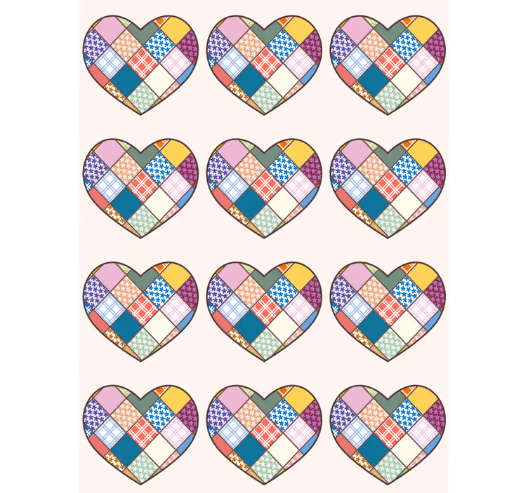 Rollo fenster romantisch mit bunten patchwork herzen - TenStickers