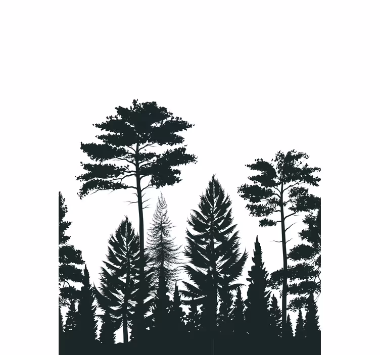 Rollo Fenster Baum silhouette waldszene - TenStickers