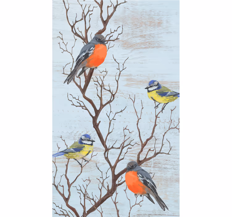 Rollo fenster baum vögel auf Ästen - TenStickers