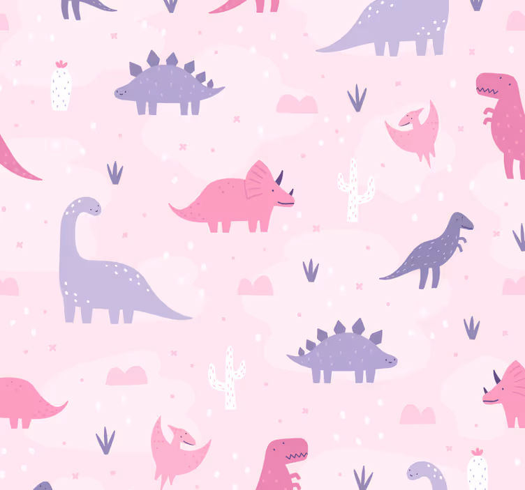Rollo Fenster Dinosaurier rosa hintergrund - TenStickers