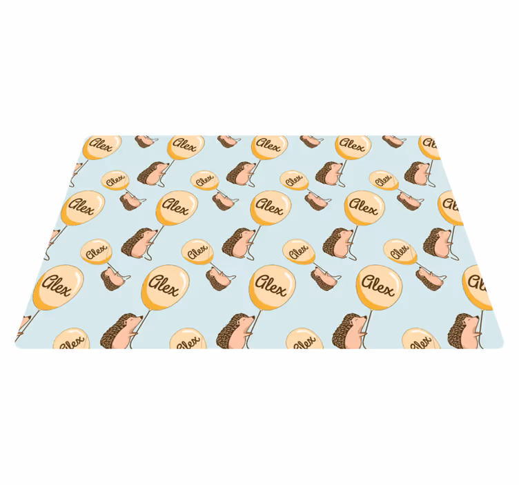 Tischset Kinder igel mit luftballons mit namen - TenStickers