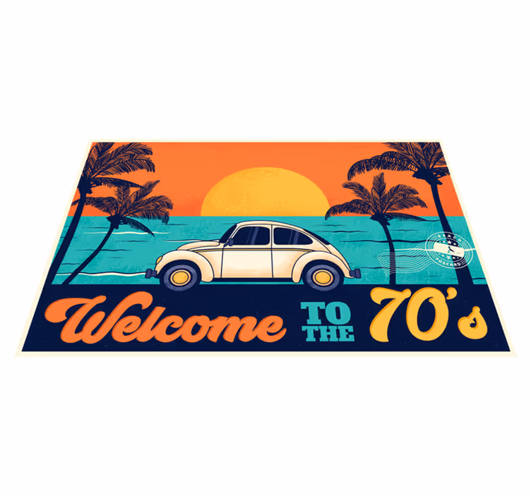 Tischset elegant mit retro strandmotiv der 70er - TenStickers