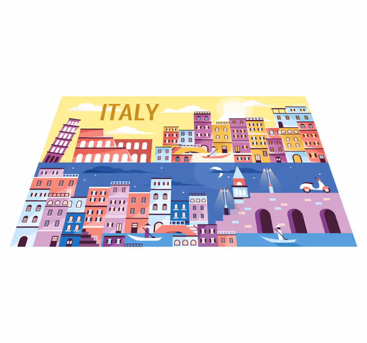Tischset mit namen lebendige stadtansicht italiens - TenStickers