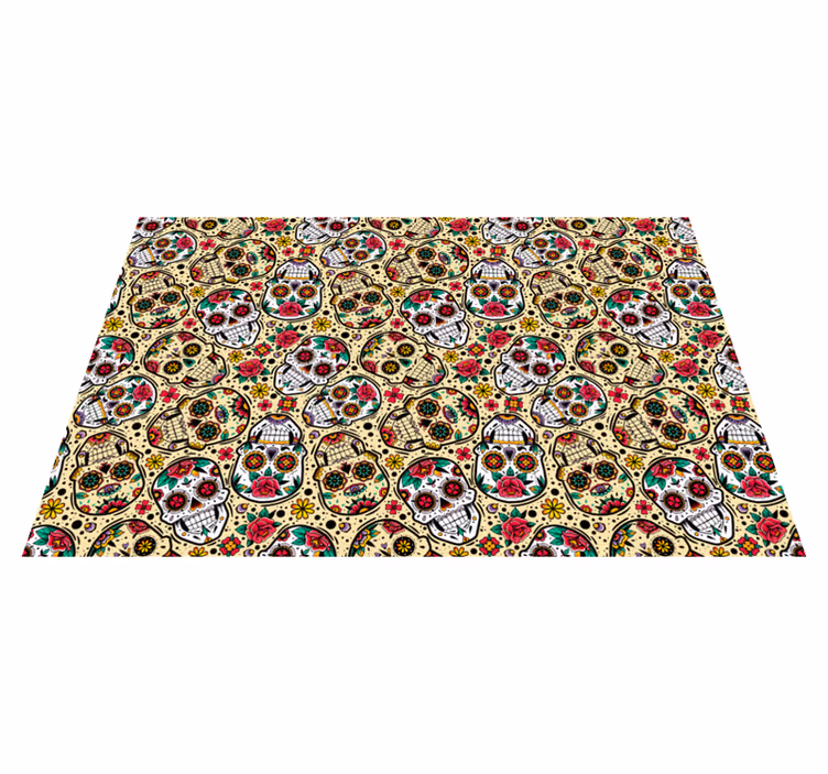 Tischset halloween buntes totenkopf muster - TenStickers