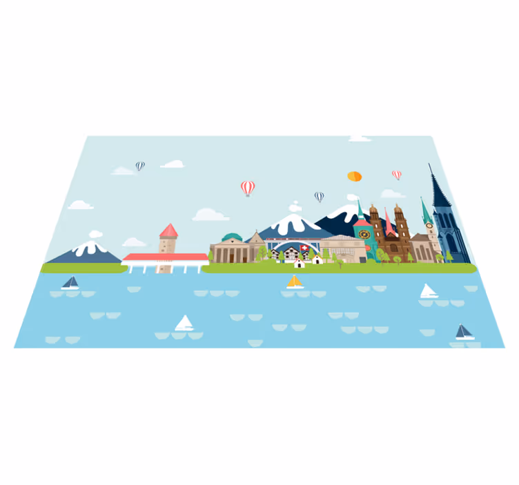 Tischsets originell bunte stadtansicht szene - TenStickers
