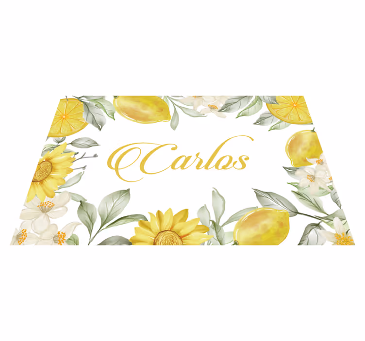 Tischset mit namen zitronenblumen arrangement - TenStickers