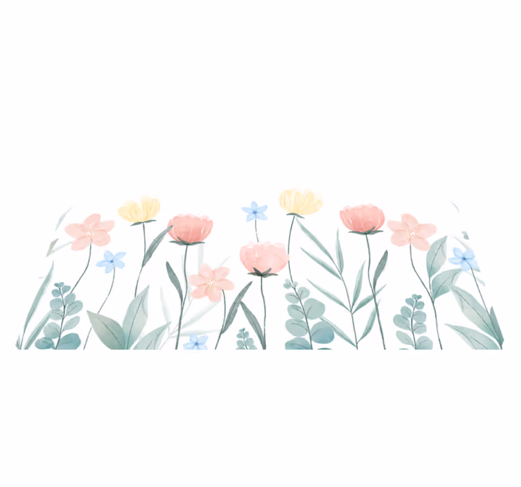 Tischset modern Rosa und gelbe blüten mit blättern - TenStickers