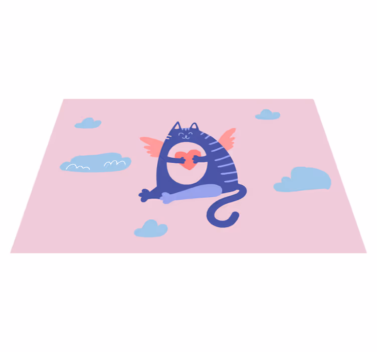 Tischset kinder fliegende katze mit herz - TenStickers
