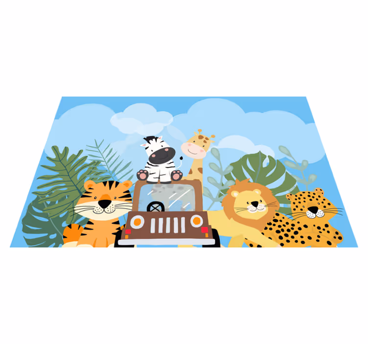 Tischsets originell Safaritiere mit zebralöwen und giraffen set - TenStickers