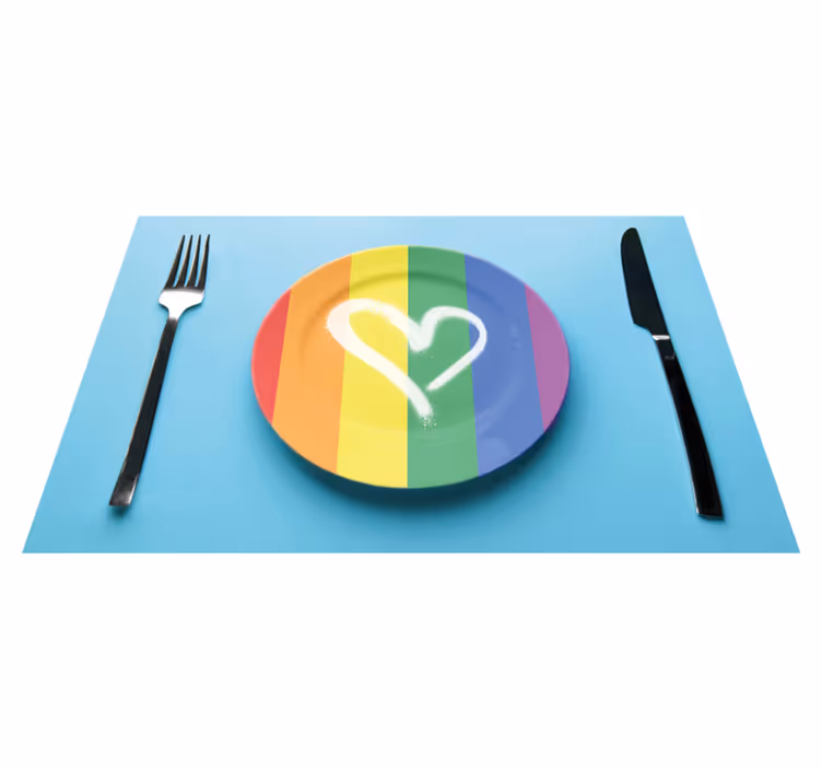 Tischsets originell regenbogen herz teller - TenStickers