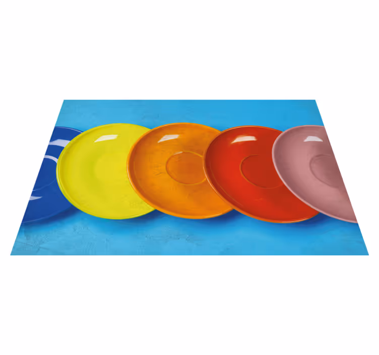 Tischset modern mit bunten runden tellern - TenStickers
