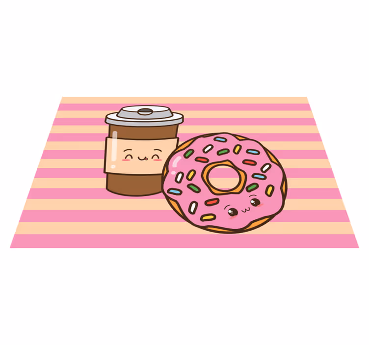 Tischsets originell Rosa donut und kaffee - TenStickers