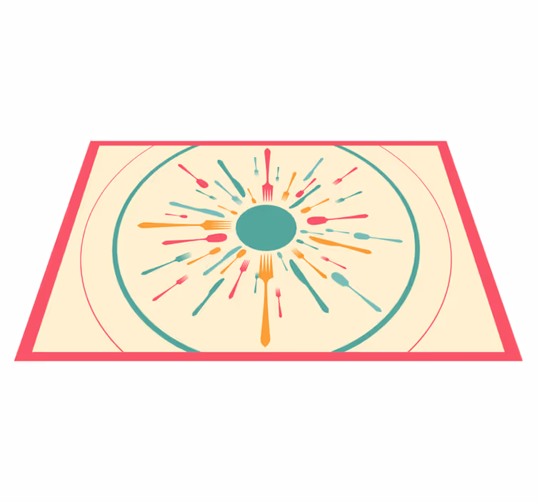 Tischset modern mit buntem besteckdesign - TenStickers