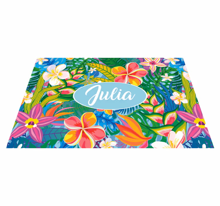 Tischset mit namen tropische blumen personalisiert - TenStickers