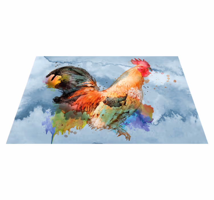 Tischset Textur Aquarell hahn auf blauem Hintergrund - TenStickers