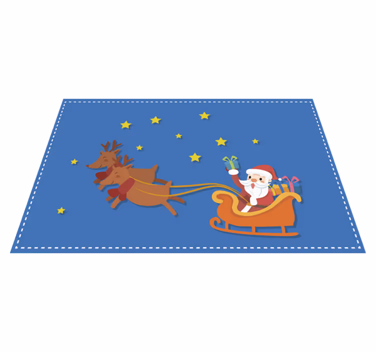 Tischset Weihnachten Cartoon-weihnachtsmann in seinem schlitten - TenStickers