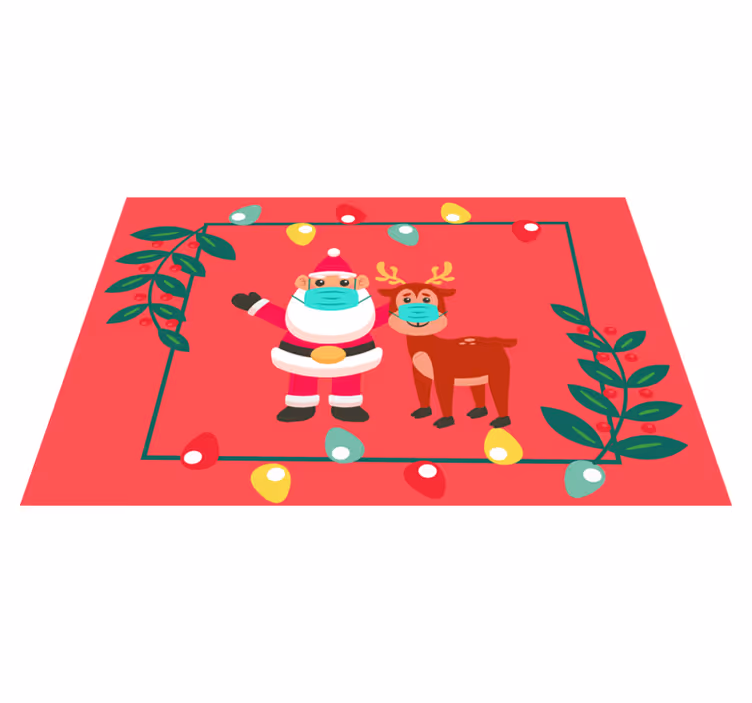 Tischset Weihnachten Vorsichtiger weihnachtsmann und rentier - TenStickers