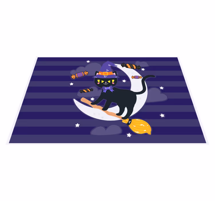 Tischset halloween hexenkatze auf besen - TenStickers