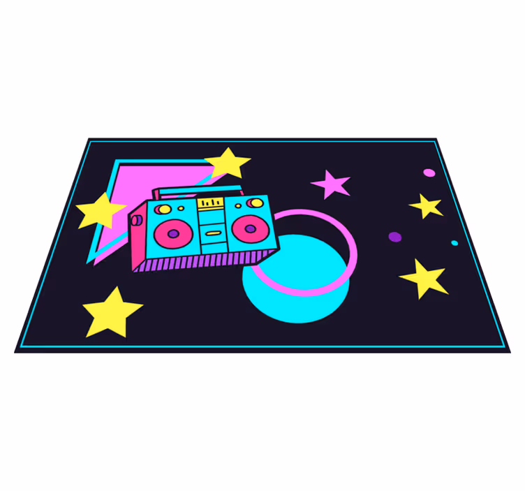 Tischsets originell Bunte boombox im 80er jahre stil mit formen - TenStickers