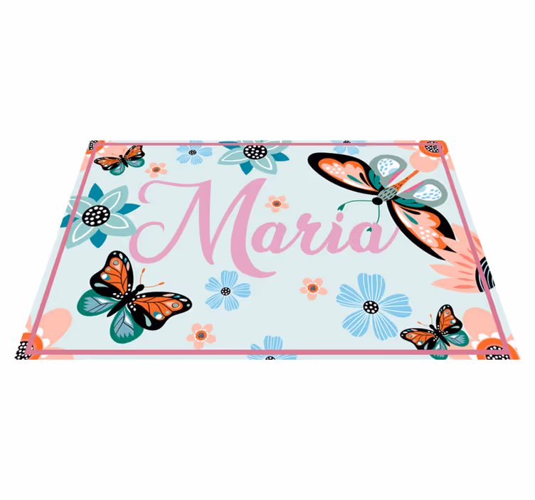 Platzset rechteckig blume und schmetterlinge mit namen - TenStickers