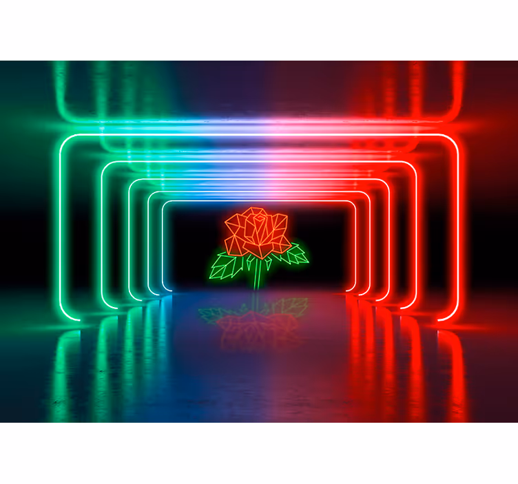 Fototapete 3D neonrosensilhouette - TenStickers