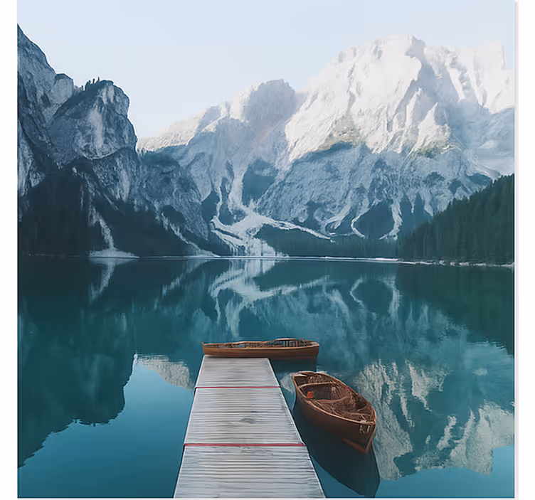 Fototapete Berge pragser wildsee, dolomiten - TenStickers